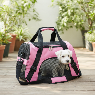 Sac de transport chien pliable maille respirante 4 côtés - Medium - Rose