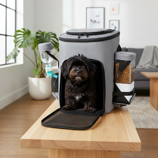 Sac à dos pour chien  - voyage avec eau et nourriture