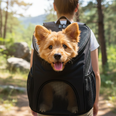 sac à dos pour chien -   pliable respirant-interieur--noir
