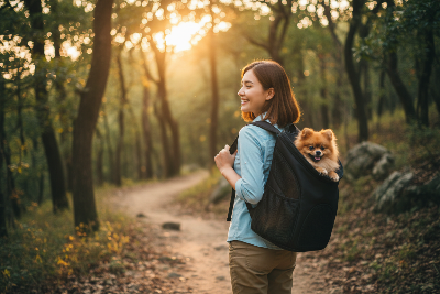 sac à dos pour chien -   pliable respirant-interieur- nature noir