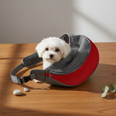 sac à dos pour chien - voyage  bandoulière maille respirante-rouge