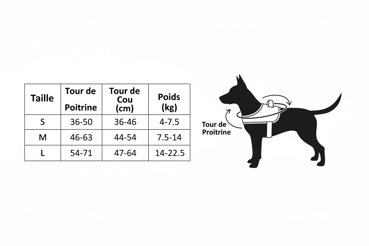 Tableau de taille harnais corrigé