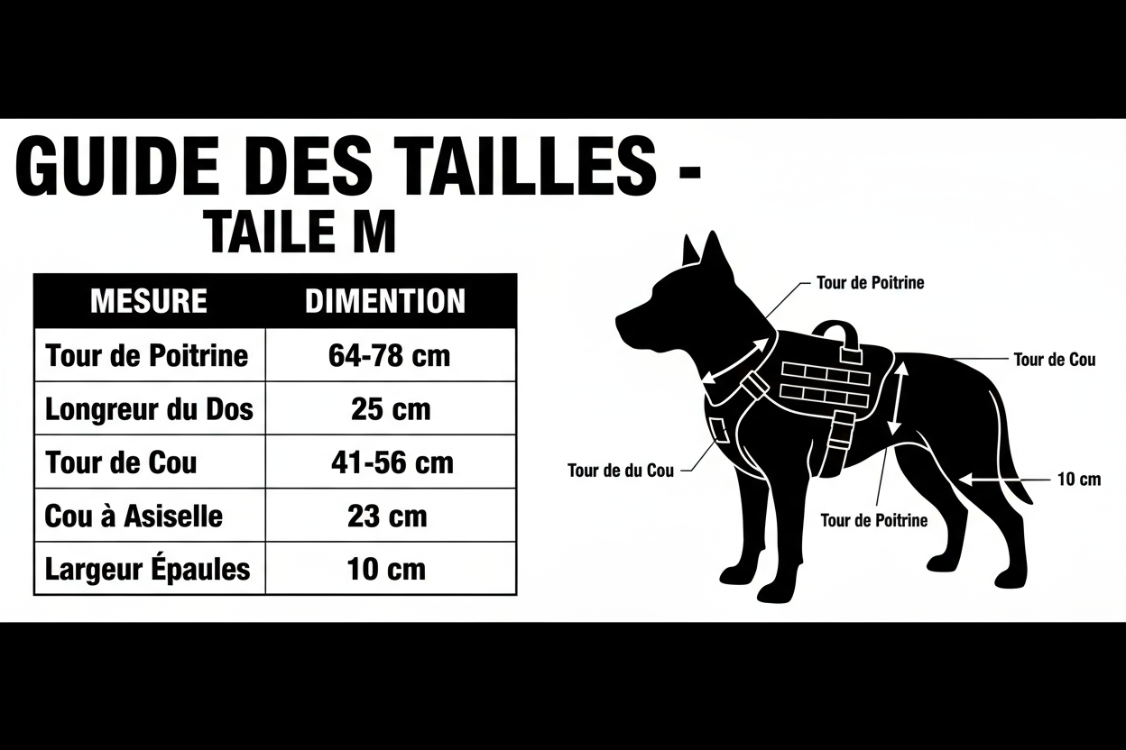 Tableau de taille harnais militaire M - Grand format