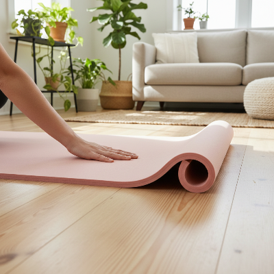 tapis de yoga - pliable rose, écologique, pour voyage, Fitness, exercice-Tapis 6mm