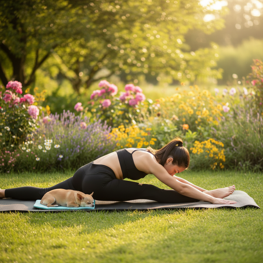 Yoga Chihuahua noir jardin